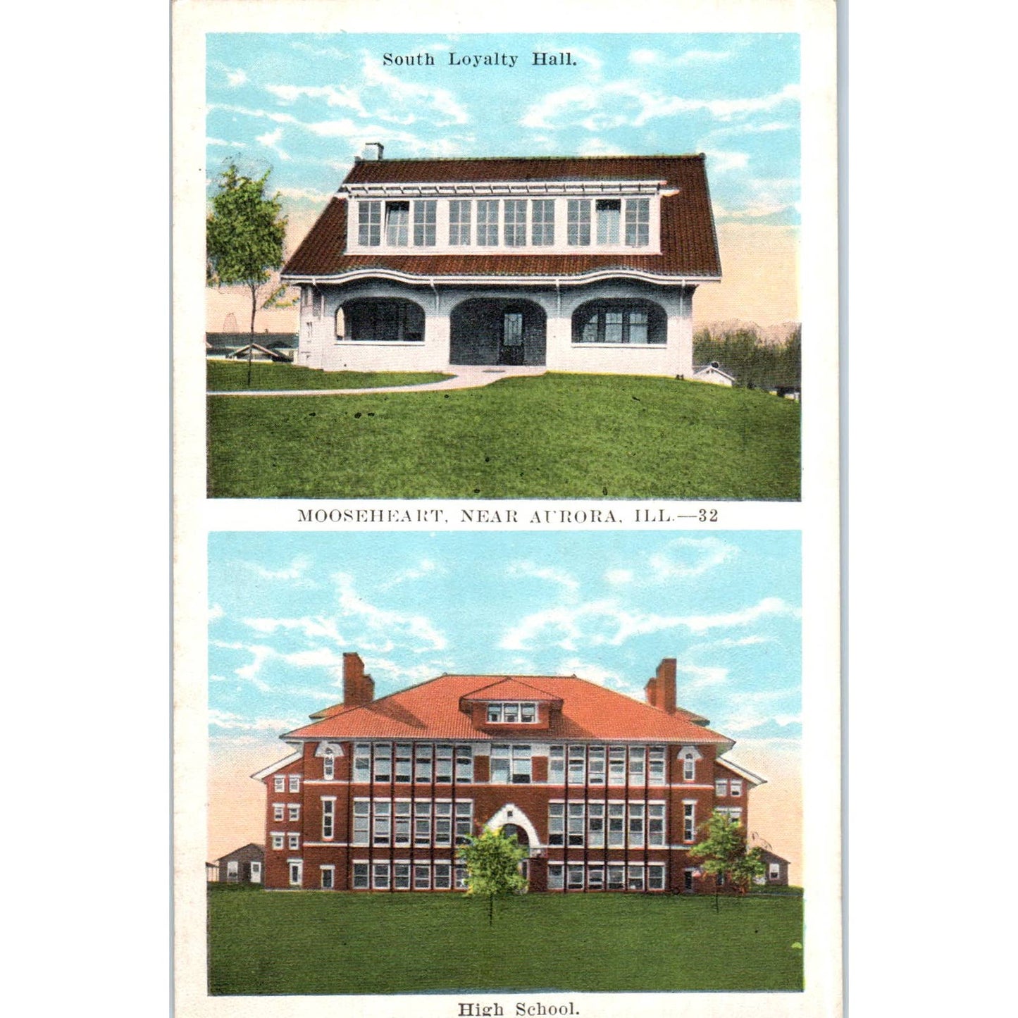 High School Mooseheart Near Aurora Illinois Original Postcard TK1-P19