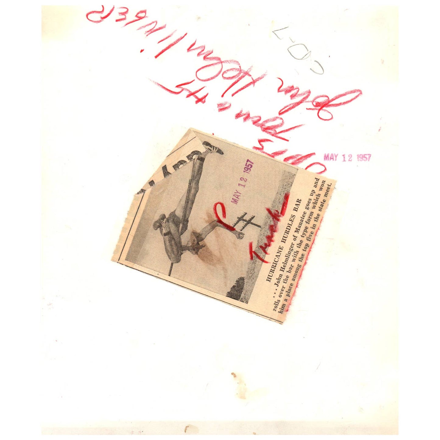 1957 Original Press Photo Track Hurdles John Helmlinger Manatee 8x10" AD2