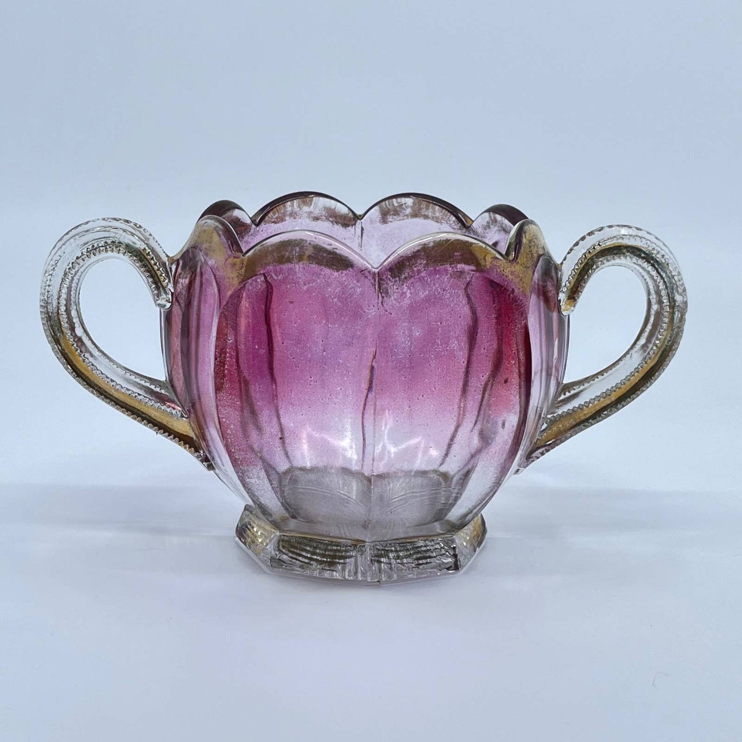 Antique EAPG Northwood Maiden's Blush Floral Spooner Sugar Bowl 3.5 x 7” TE8