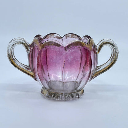 Antique EAPG Northwood Maiden's Blush Floral Spooner Sugar Bowl 3.5 x 7” TE8