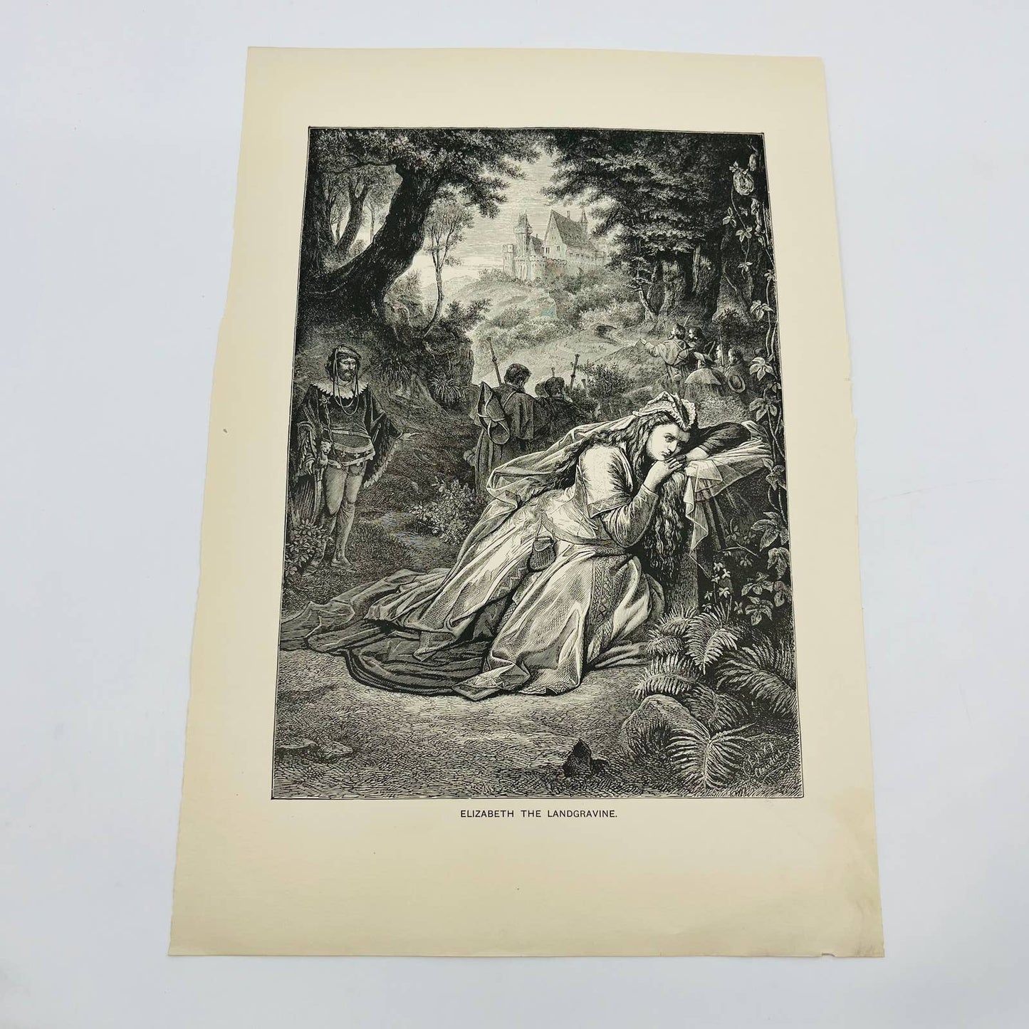 1880s Victorian Art Print Engraving ELIZABETH THE LANGRAVINE Theodor Pixis