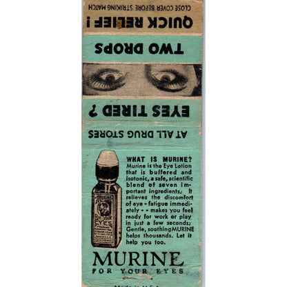Murine Eye Drops Advertising Matchbook Cover SA9-M1