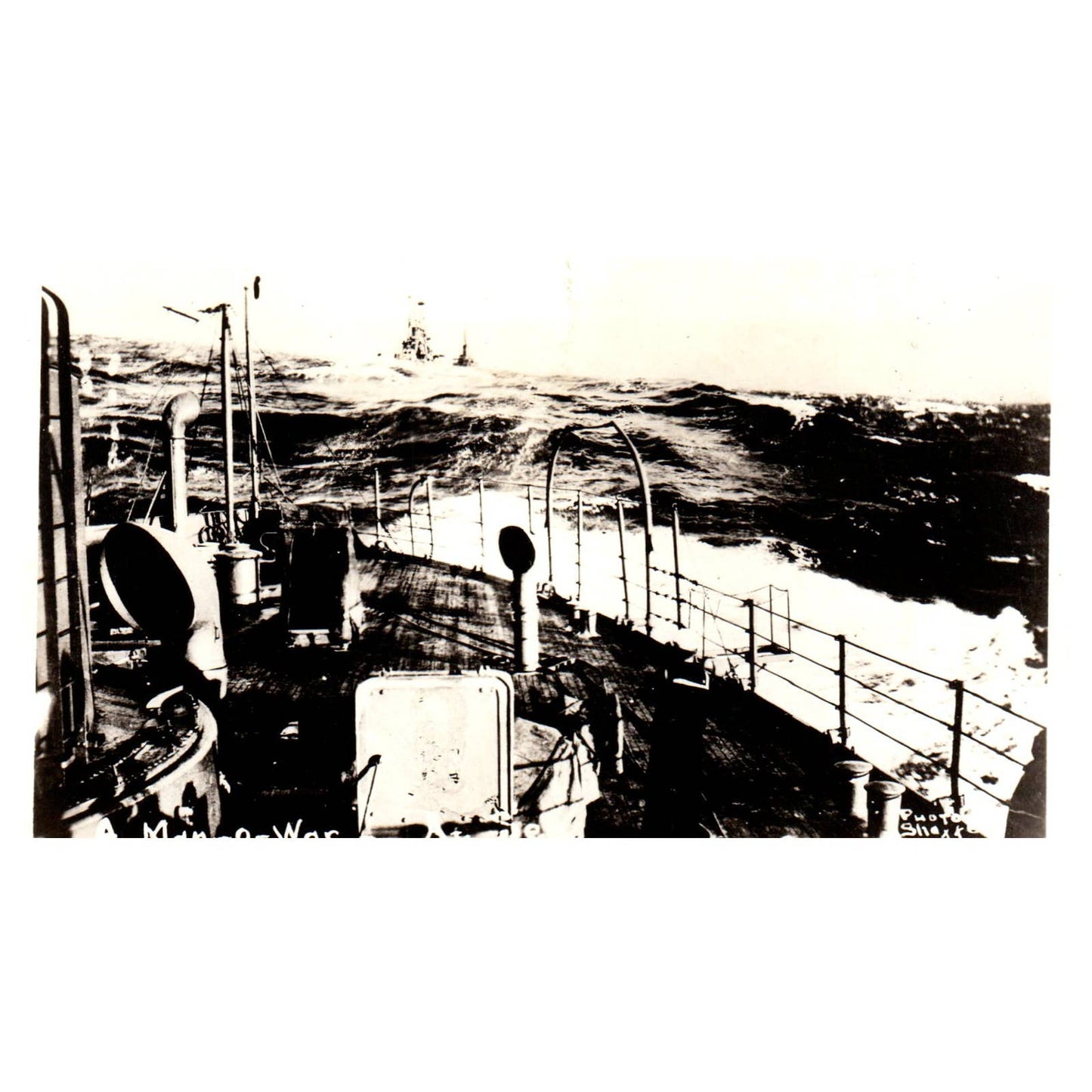 Man O' War Battleship - Original Postcard RPPC TJ8-4