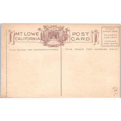 Ye Alpine Tavern Fireplace Mt. Lowe California c1910 Original Postcard P1-15