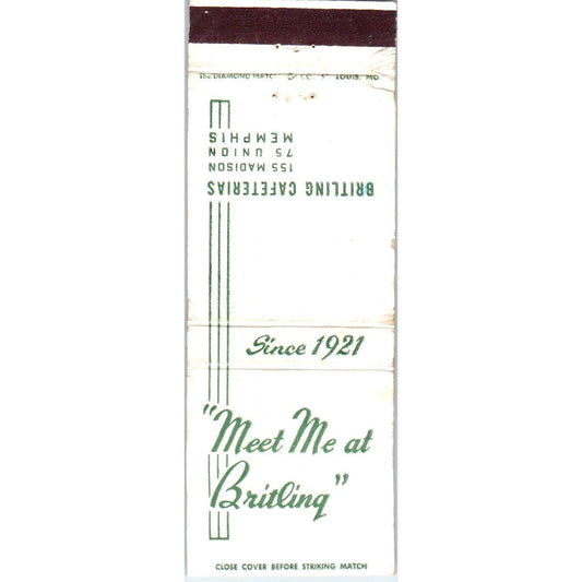 Britling Cafeterias Memphis TN Advertising Matchbook Cover SA9-M8