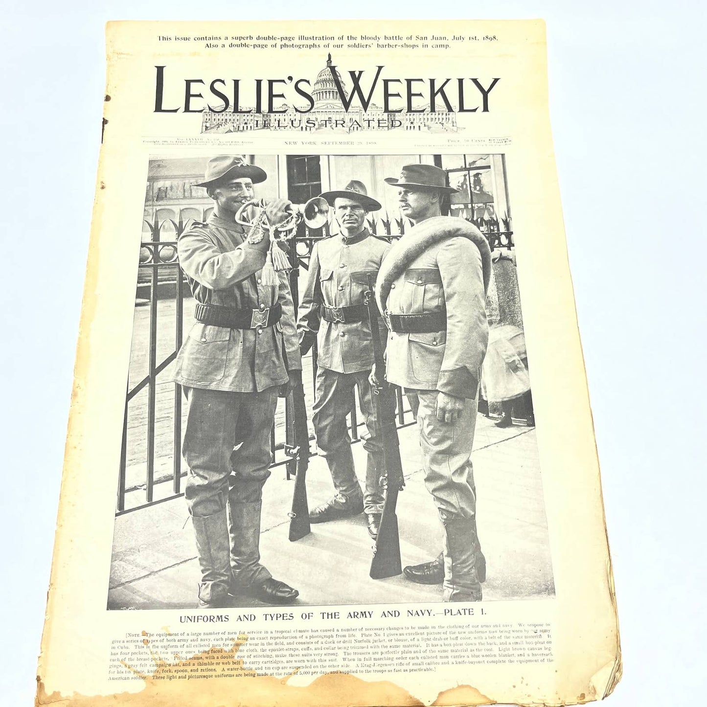 1898 Leslie's Weekly Illustrated Spanish American War Battle of San Juan FL4