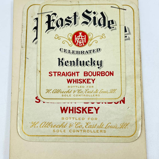 East Side Bourbon Whiskey Label Set of 2 H. Albrecht & Co East St. Louis IL
