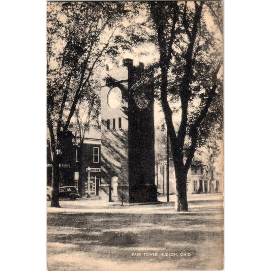 Antique Postcard Park Tower Hudson Ohio TD9