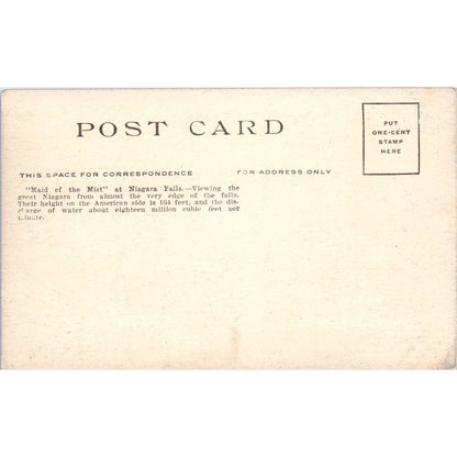 Maid of the Mist Niagara Falls c1910 Original Postcard TK1-27