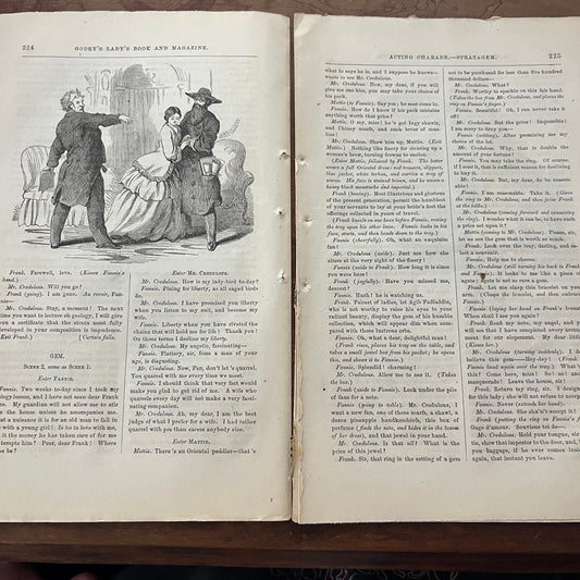 1861 Original Acting Charade - Stratagem - 6 Pages Godey's Lady's Book D4-2