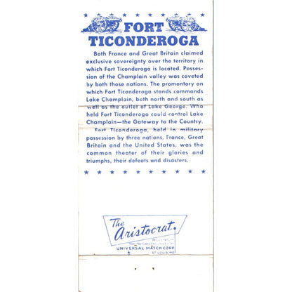 Fort Ticonderoga NY Souvenir Advertising Matchbook Cover MM9-6
