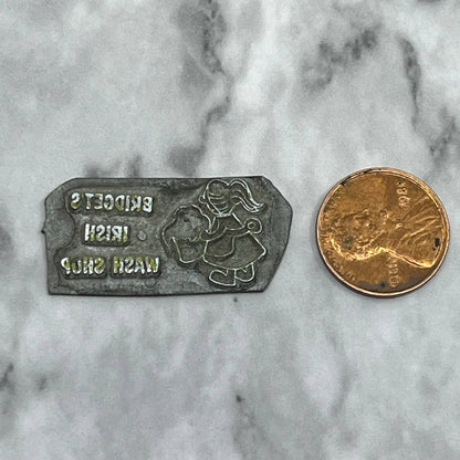 Vintage Letterpress Printers Block Plate Bridget’s Irish Wash Shop SE832