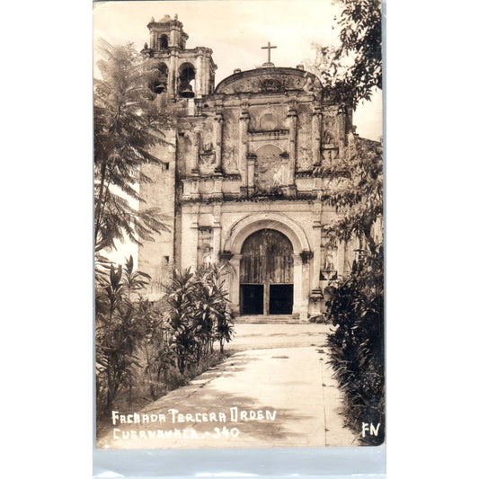 Fachada Tercera Orden Cuernavaca Mexico - Original RPPC Postcard TJ7-MP