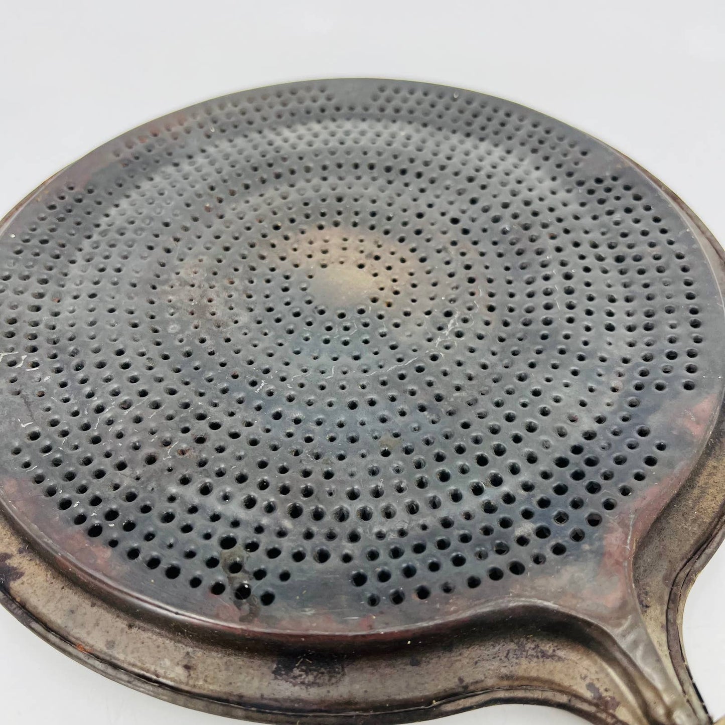 1920s Stove Top Heat Diffuser Round Metal Flame Fanner Wood Handle 14” TC6