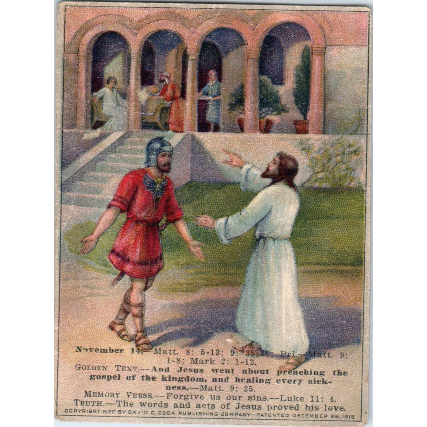1920 Christian Lesson Picture Card The Power and Authority of Jesus SE5