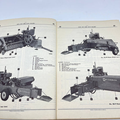 1958 McCormick BP-5 Parts Catalog Nos. 56-T and 56-W Balers TF8