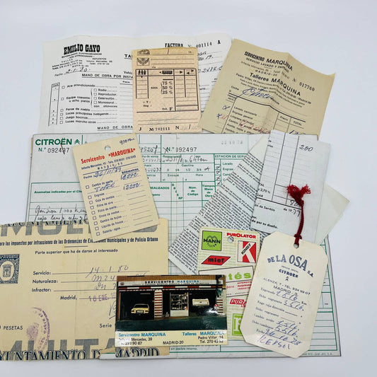 Huge Lot 1970s Citroën Records & Ephemera Servicentro Marquita Madrid Spain C2