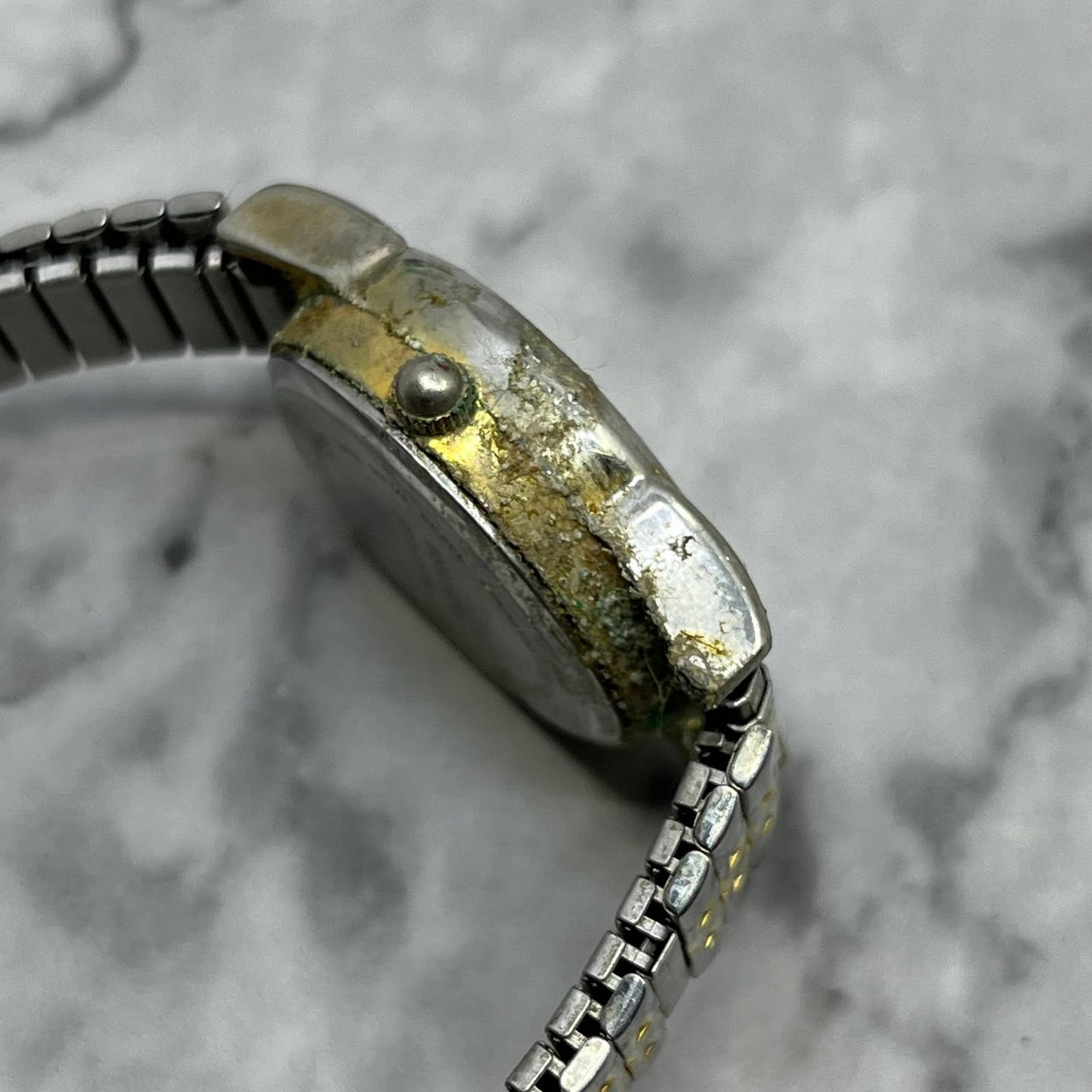 Vintage Moonphase Ladies Watch Metal Stretch Band UNTESTED SE6