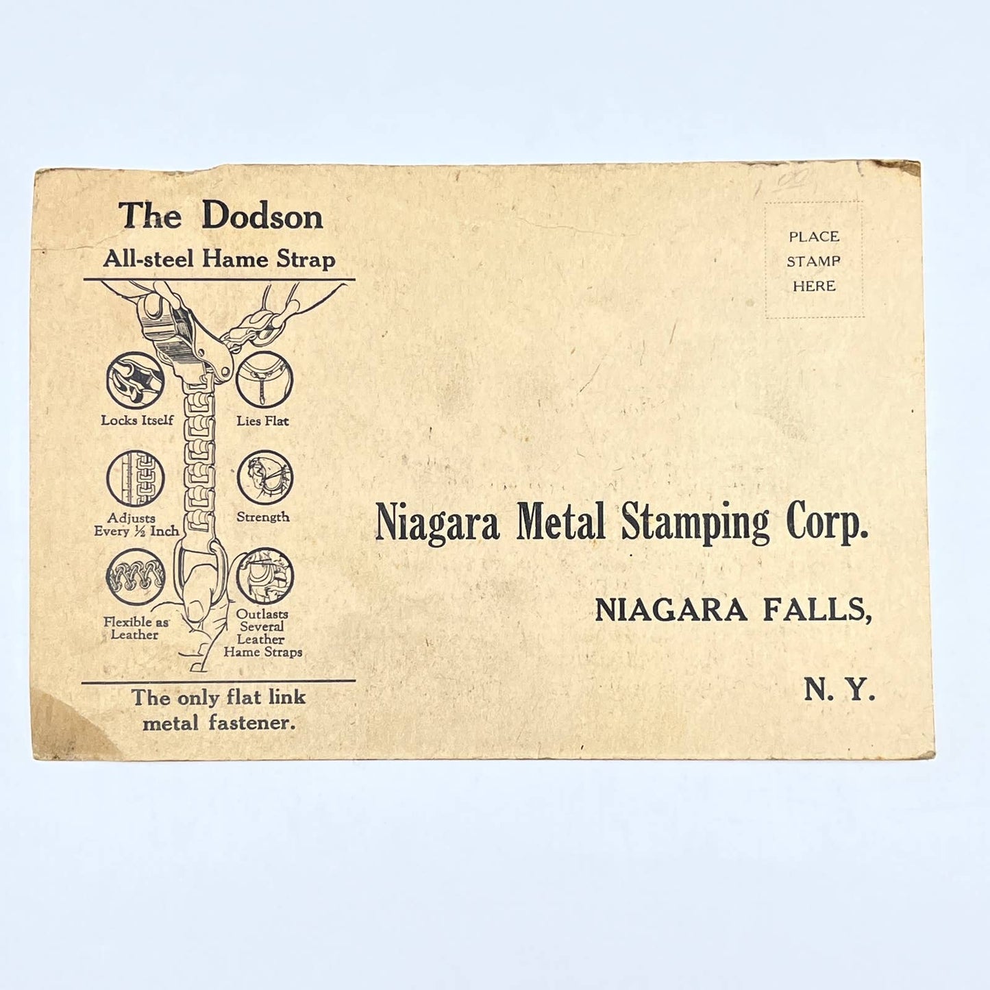 c1920 Mailer The Dodson Game Strap Niagara Metal Stamping Co Niagara Falls AC1