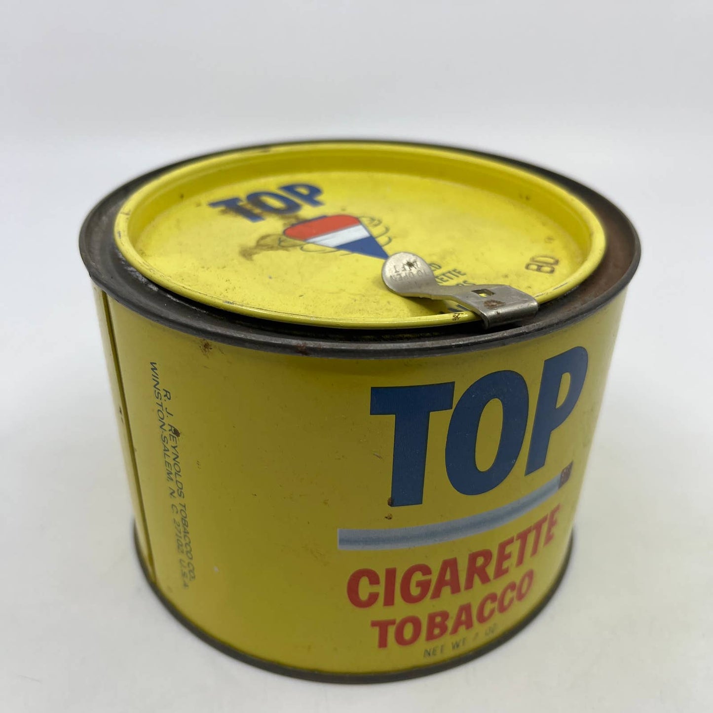 Vintage Top Cigarette Tobacco Tin Metal Can 7 oz. R. J. Reynolds w/ Opener TI2