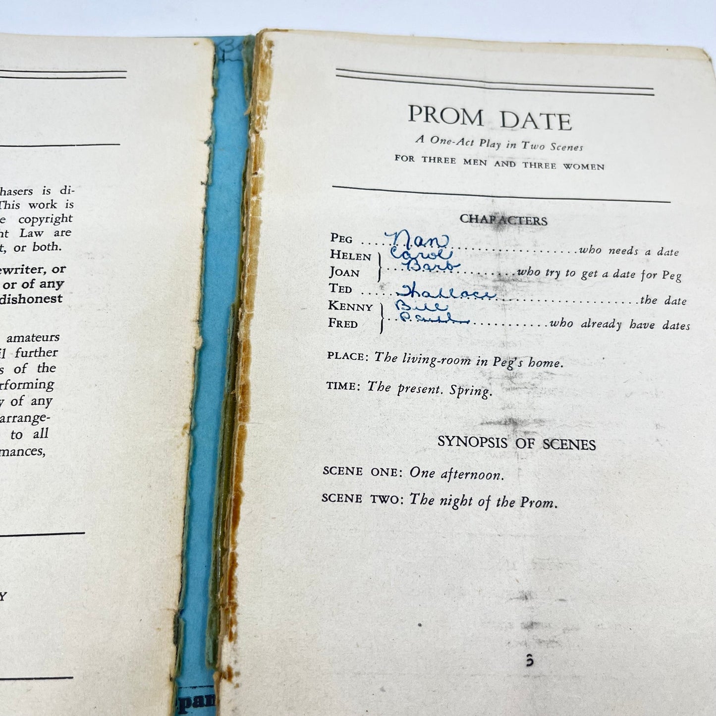 1950 Prom Date One Act Play- Dramatic Publishing Co Russell Gibbs Set of 2 V40-3