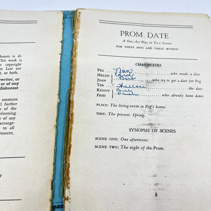 1950 Prom Date One Act Play- Dramatic Publishing Co Russell Gibbs Set of 2 V40-3