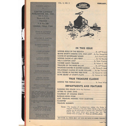 Long John Lathams Lost Treasure Magazine Lost Mines, Buried, Sunken Feb 1978 M1