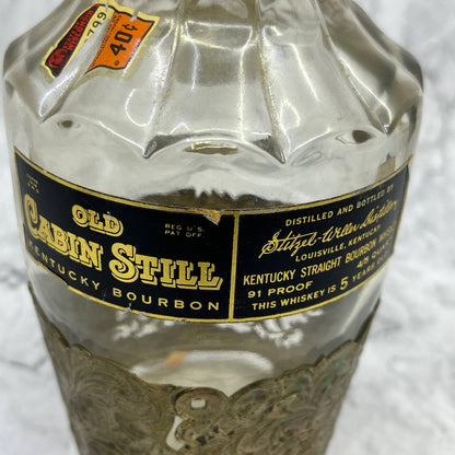c1950 Decanter with Stopper, Old Cabin Still Bourbon Bottle TC4