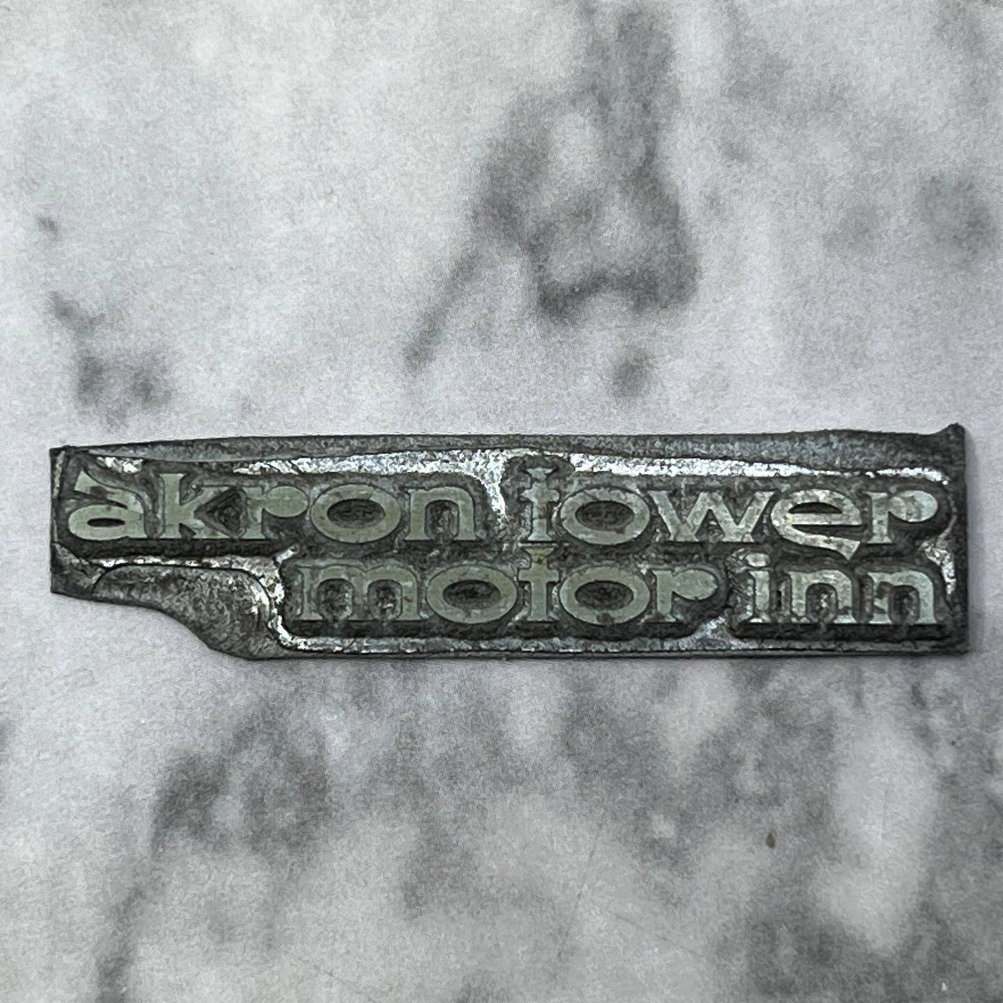 Vintage Printing Letterpress Printers Block Plate Akron Tower Motor Inn TJ58