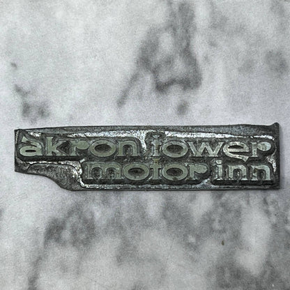 Vintage Printing Letterpress Printers Block Plate Akron Tower Motor Inn TJ58