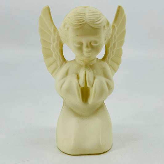 Vintage Hard Plastic Christmas White Angel Figurine Kneeling Praying 4" SB2