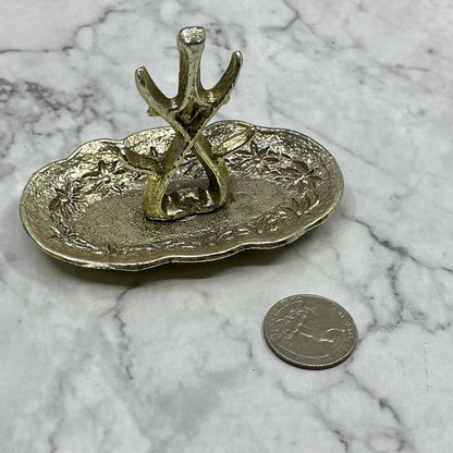 Vintage 1960's Sliver Tone Ring Holder, Jewelry Trinket Dish TB5