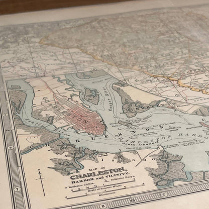 Antique 1897 The Century Atlas Map of SOUTH CAROLINA Engraved 12.5 x 17” FL5