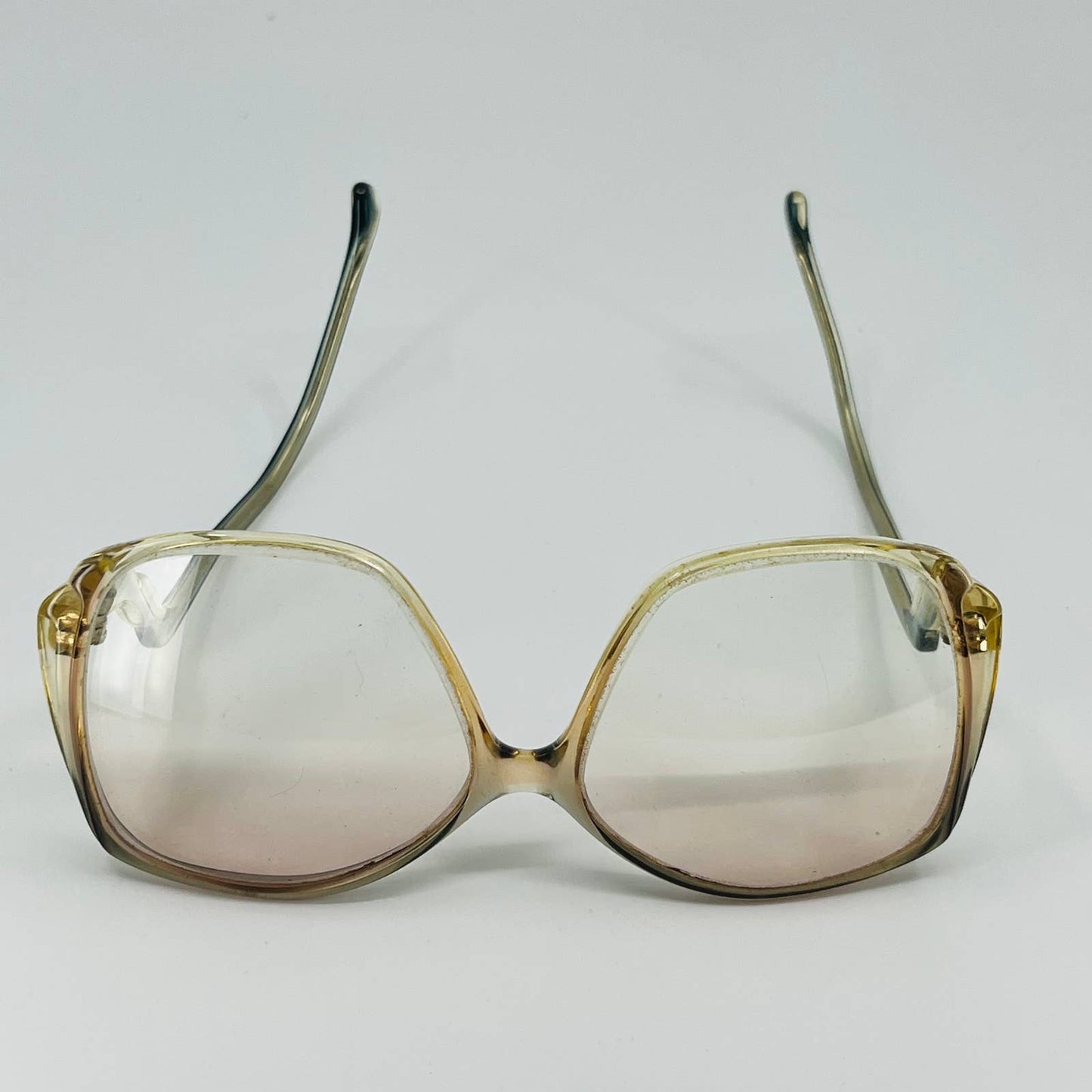 Vintage 1970s Thick Frame Transparent Drop Arm Woman’s Eyeglasses