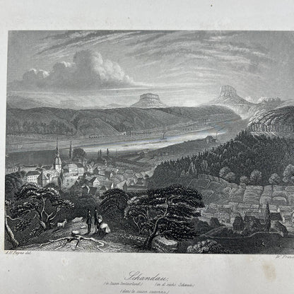 1864 Original Steel Art Engraving - Schandau in Saxon Switzerland A.H. Payne AC3