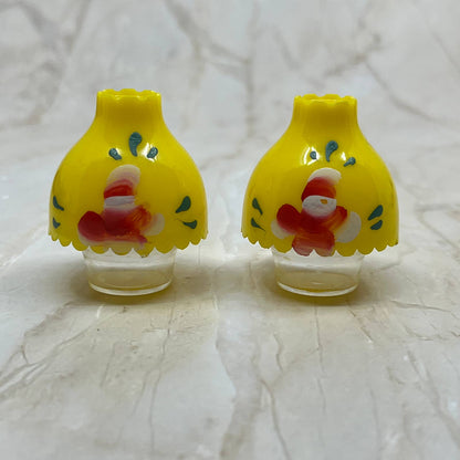 Celluloid Yellow Oil Lamp Flower Salt and Pepper Shakers TI7