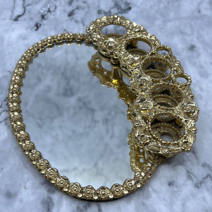 Vintage Lipstick Holder Gold Tone Filagree Ornate Vanity 5 Tubes 5x6” TJ8