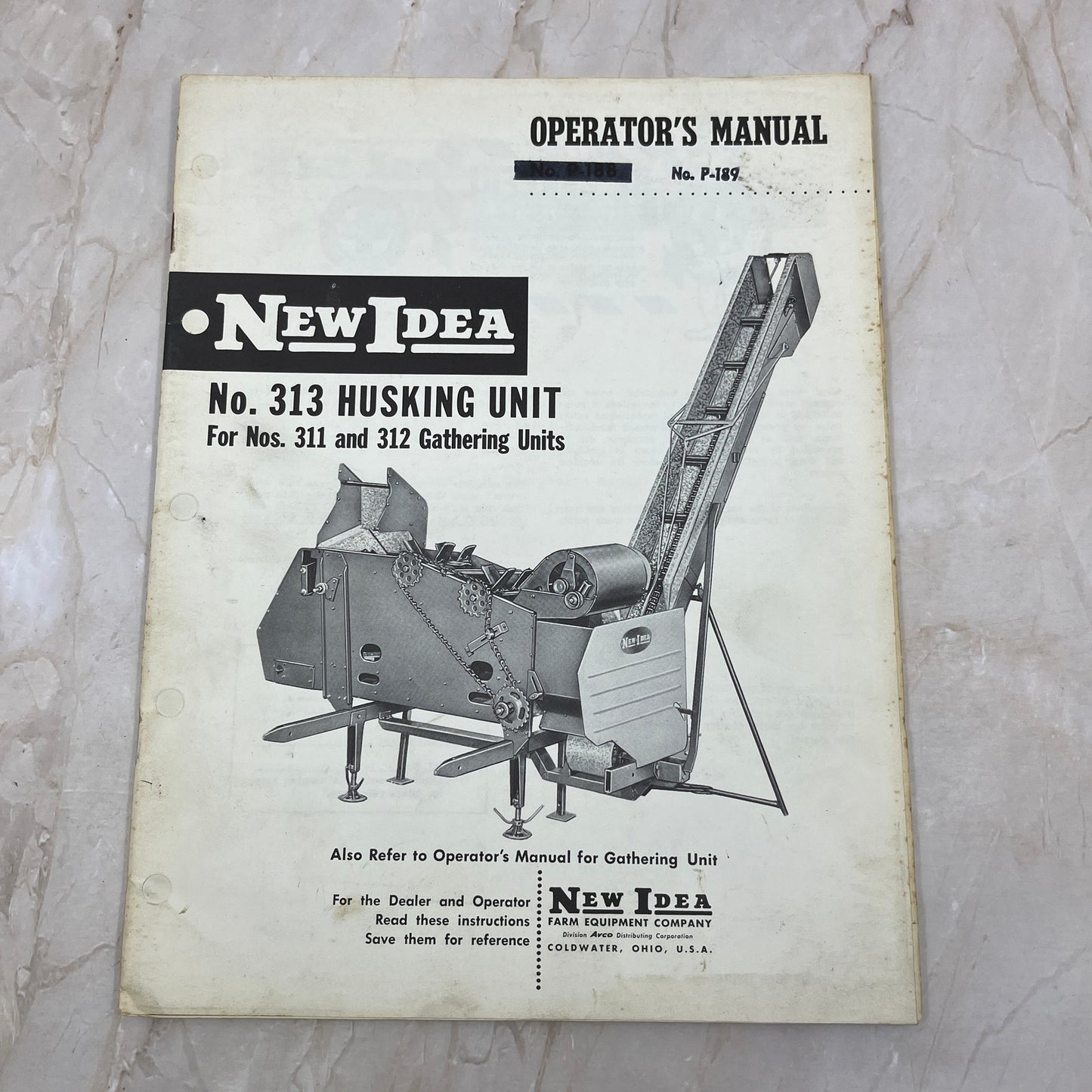 New Idea Operator's Manual No. 313 Husking Unit for 311,312 Gathering Units M1-1