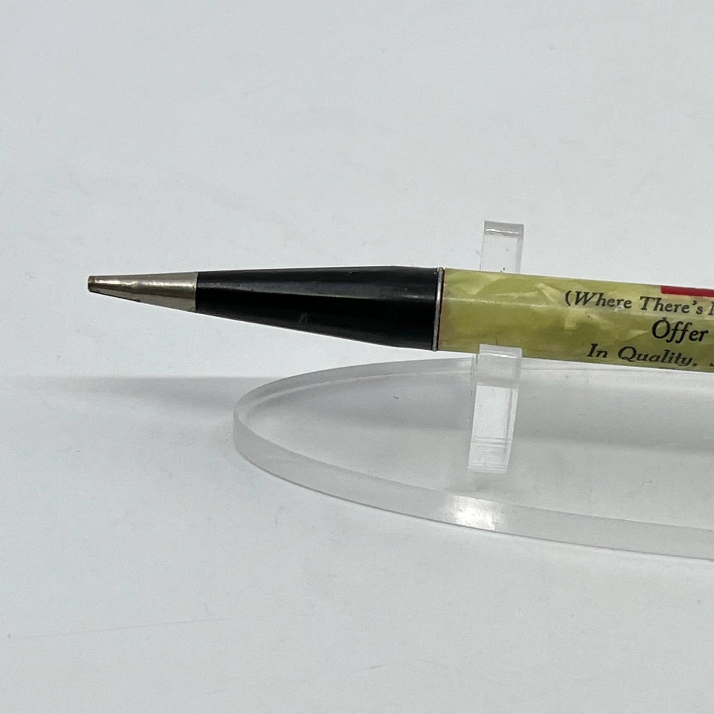 Vtg Mechanical Pencil Celluloid Marble Bishop's No Price Tag on Our Service SD7