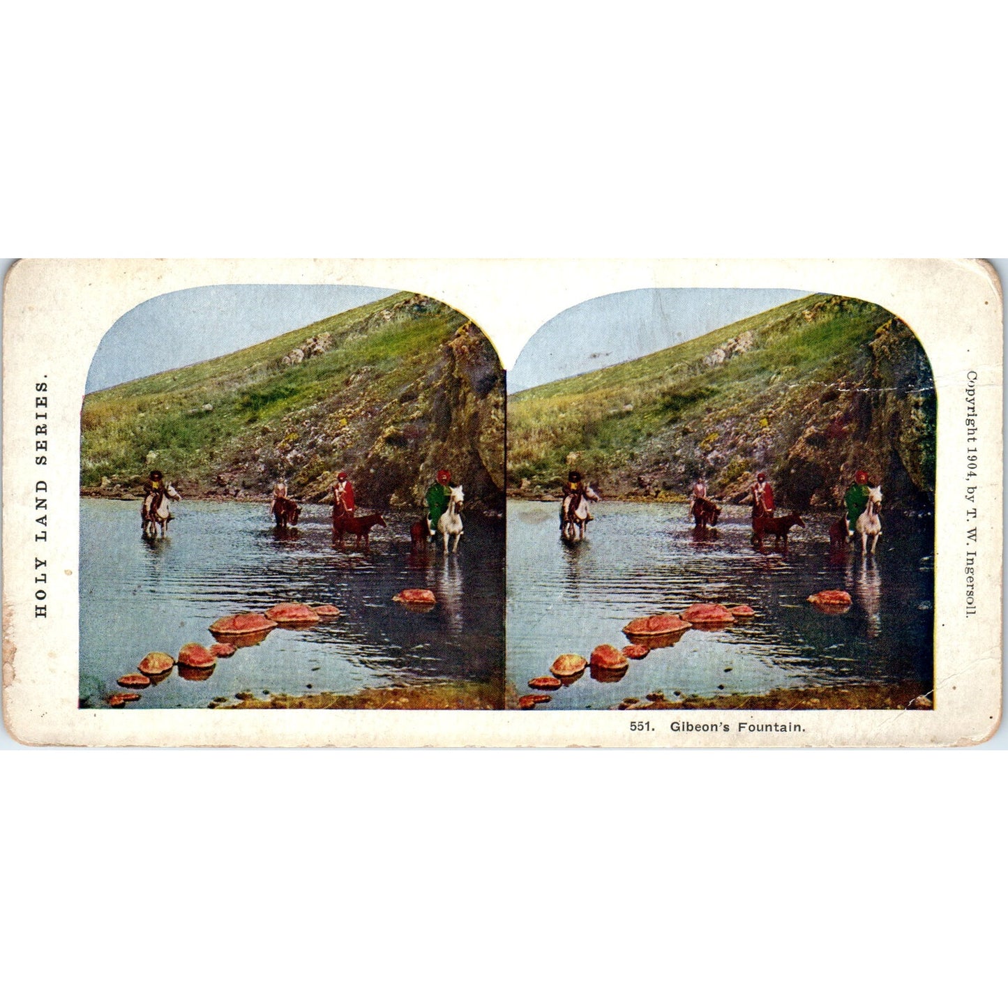 Gibeon's Fountain - Holyland Series - Antique Stereoview Card H3-2