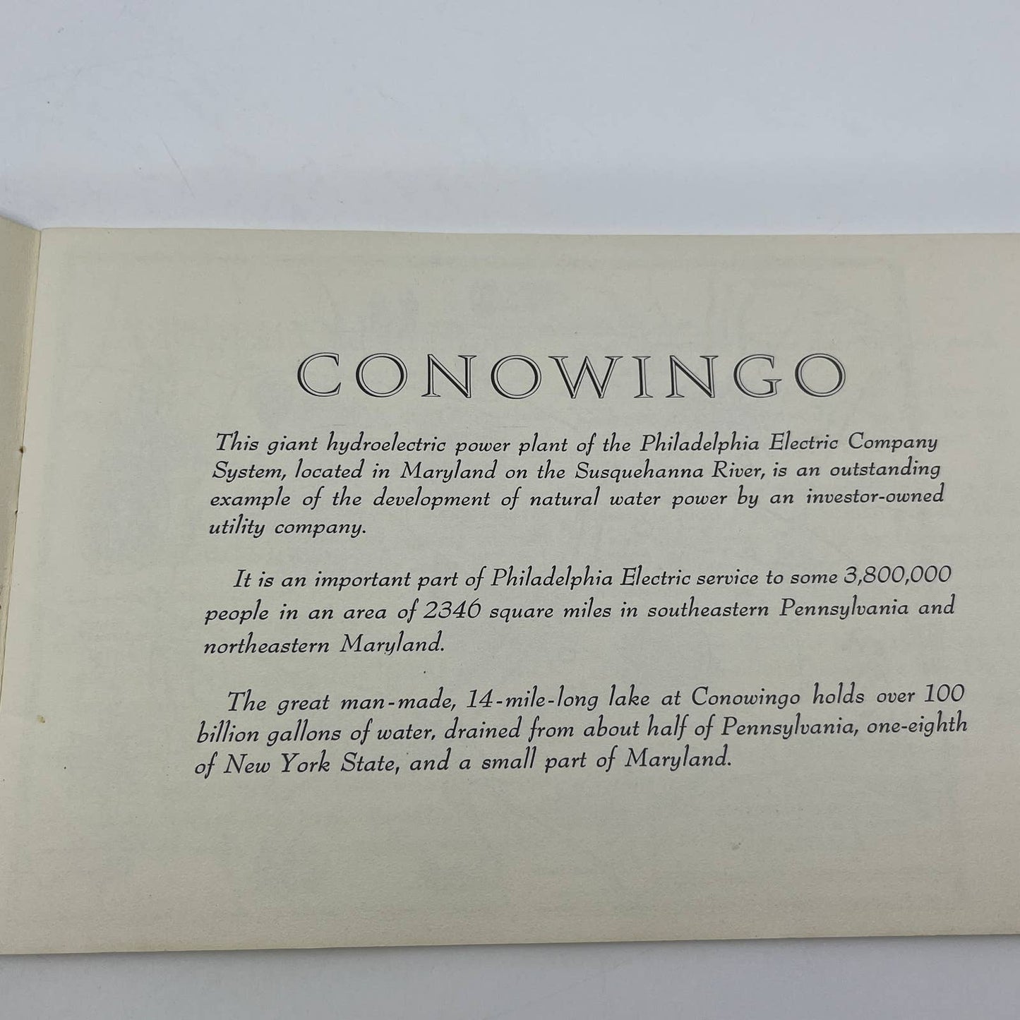 Vintage Conowingo Hydroelectric Plant, Susquehanna River Souvenir Booklet TG6