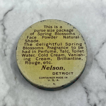Vintage Spring Blossoms Face Powder Tin Nelson Detroit 1.5" SE7