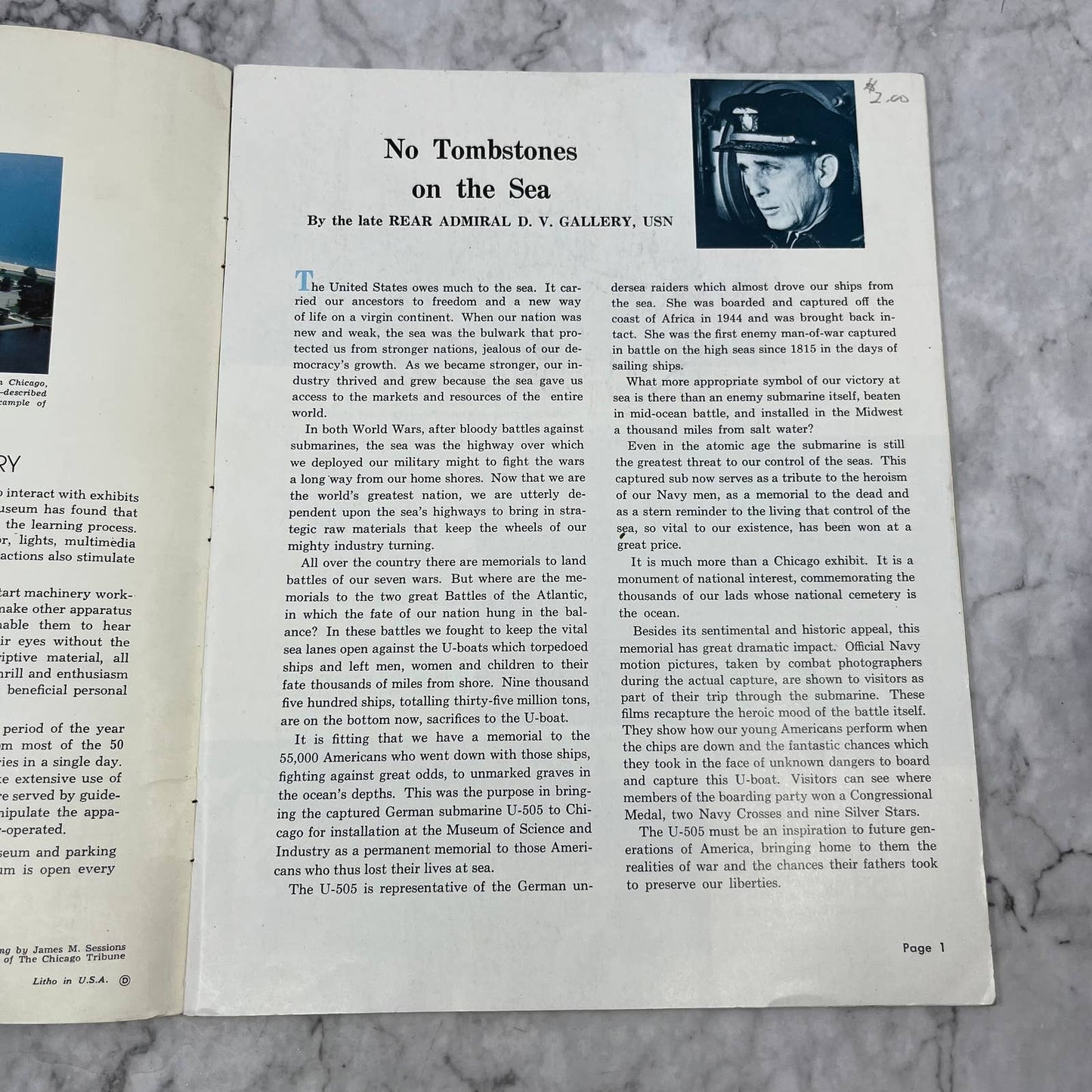 U-505 German Submarine WW2 The Story of 1955 Chicago Museum S&I Program TJ3