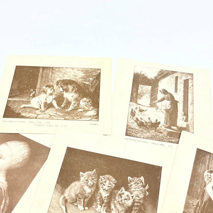 1920s The Perry Pictures Small Size Lot of 7 Dog and Cat Kitten Prints AC2