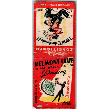 Belmont Club Chinese Cuisine Dancing Miami FL Advertising Matchbook Cover MM9-10