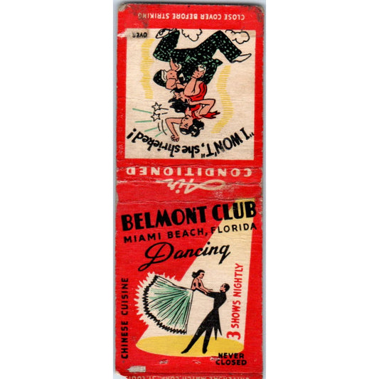 Belmont Club Chinese Cuisine Dancing Miami FL Advertising Matchbook Cover MM9-10