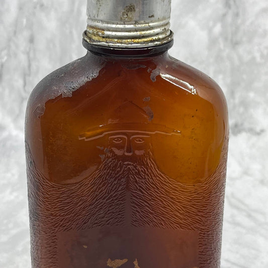 1880s Bearded Man Bourbon Whiskey Bottle Gooderham & Worts Canadian w Cap TE4