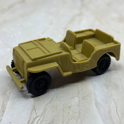 Vintage Army Jeep w/ Trailer Hitch - Olive Tan Plastic - 3.25 inch TC5-S2