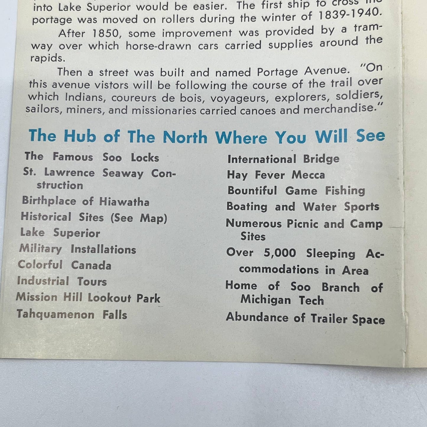 1960s The Soo for You Soo Locks & Sault St. Marie Attractions Brochure AC1