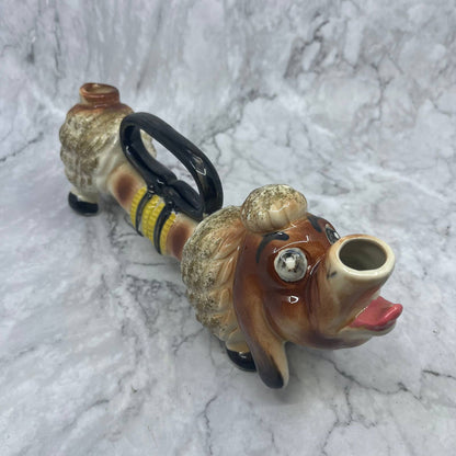 1950s Long Neck Poodle Dog Ceramic Oil and Vinegar Decanter 11" TI8